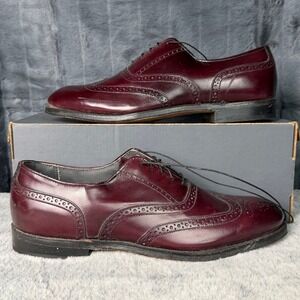 Dexter Mens Burgundy Leather Wingtip Oxford Dress Shoes USA Made W686 Size 9.5M